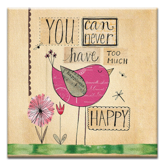 Never Too Much Happy Thumb-Tack Canvas Card