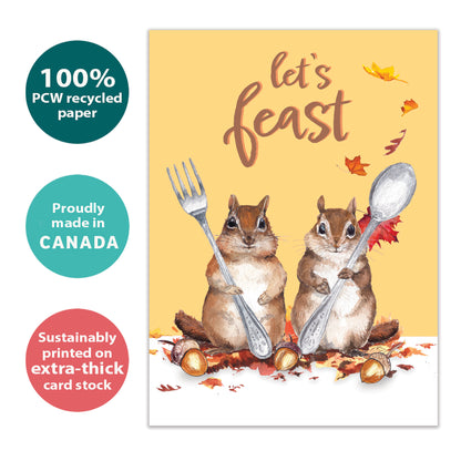 Hungry Chipmunks Thanksgiving Card