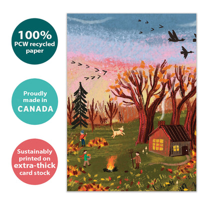 Falling Leaves Thanksgiving Card