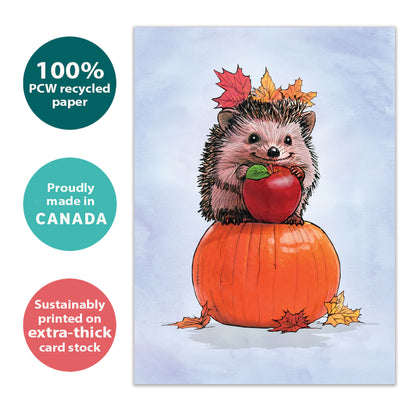 Autumn Hedgehog Thanksgiving Card