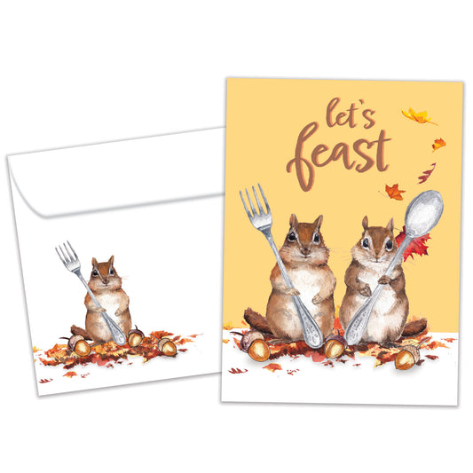 Hungry Chipmunks Thanksgiving Card