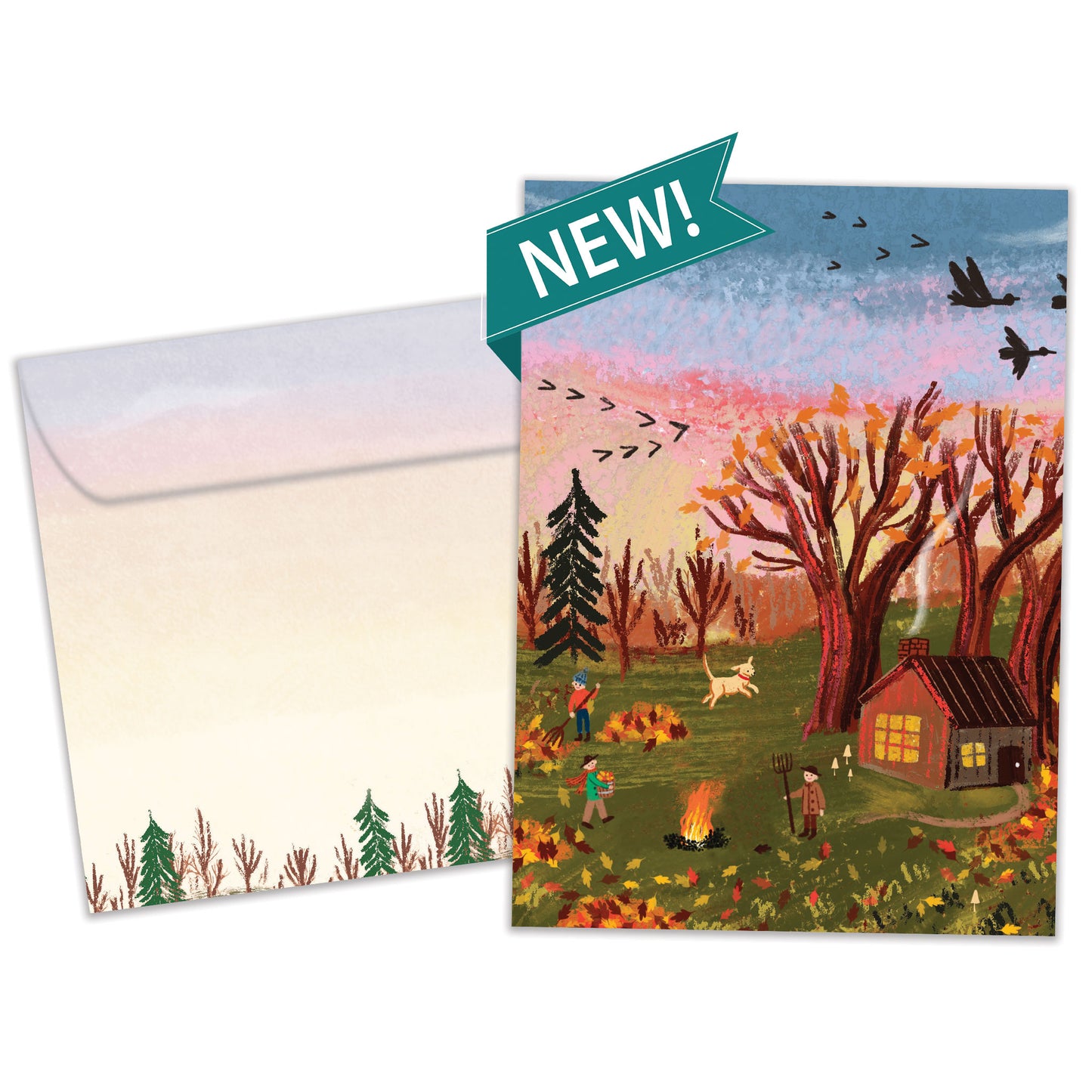 Falling Leaves Thanksgiving Card