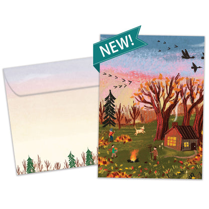 Falling Leaves Thanksgiving Card