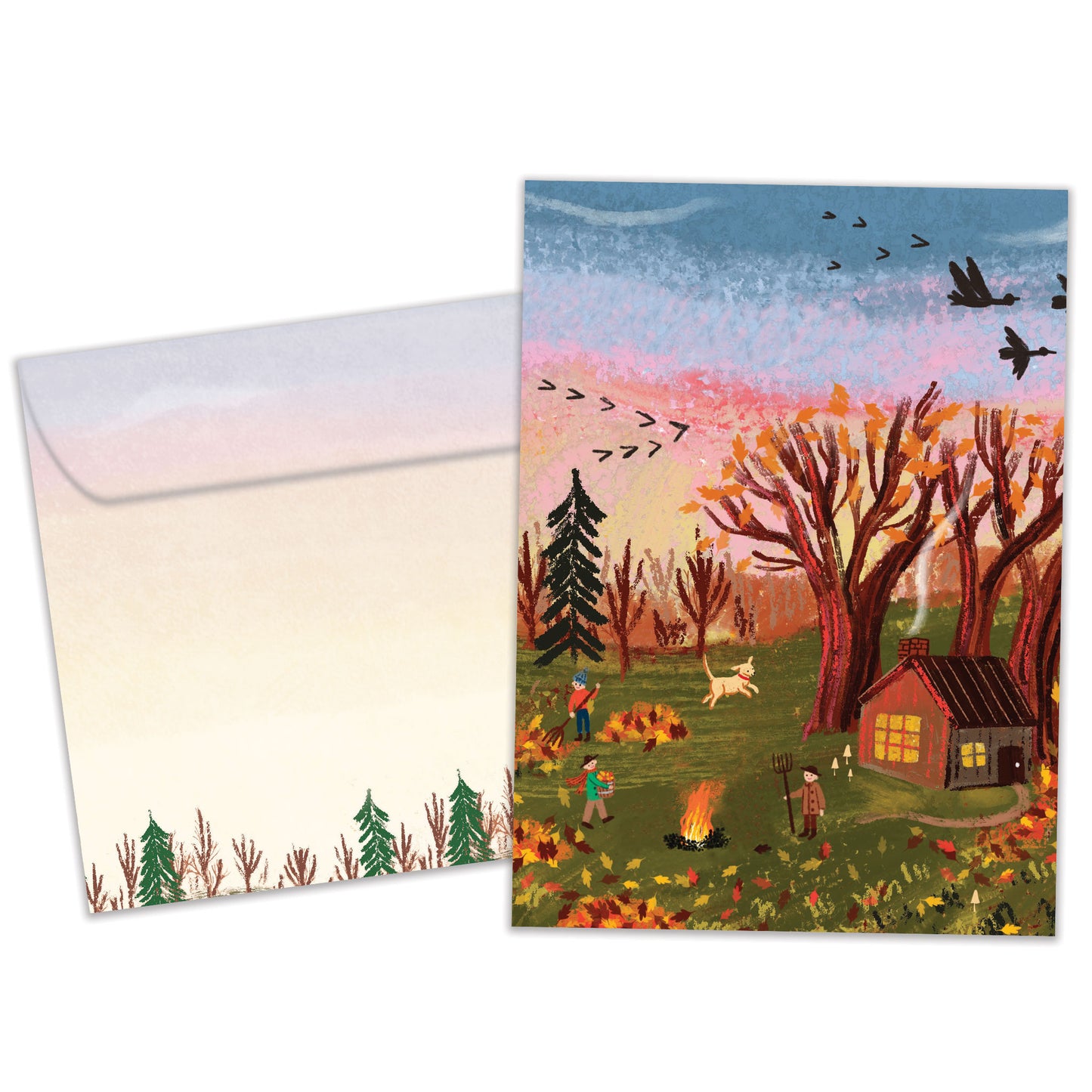 Falling Leaves Thanksgiving Card