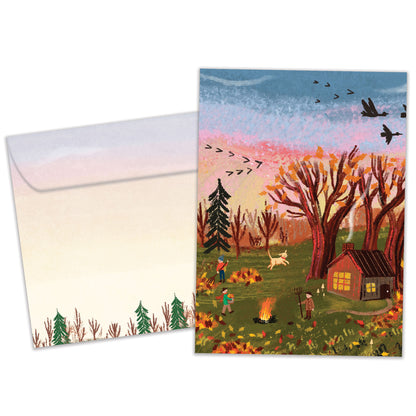Falling Leaves Thanksgiving Card
