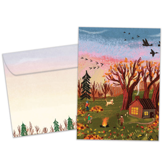 Falling Leaves Thanksgiving Card