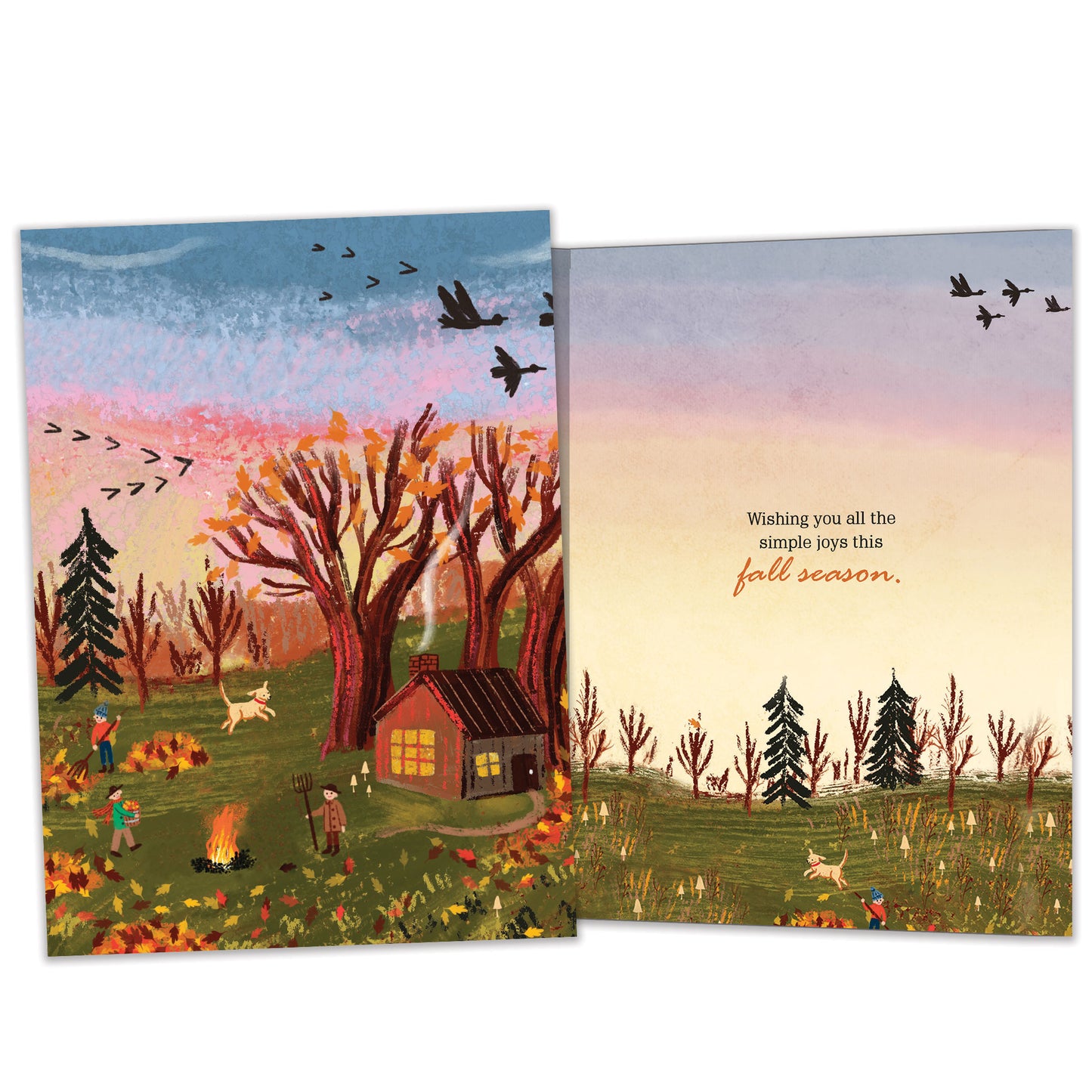 Falling Leaves Thanksgiving Card