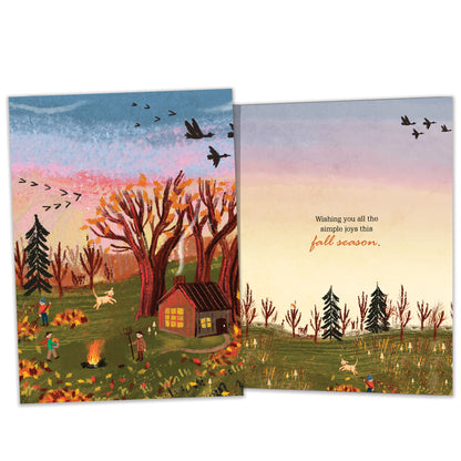 Falling Leaves Thanksgiving Card