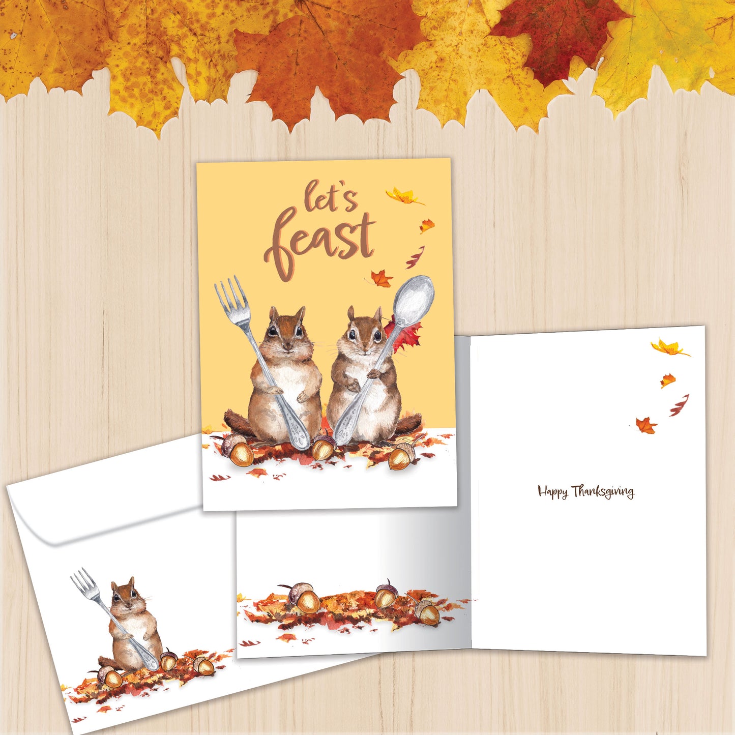 Hungry Chipmunks Thanksgiving Card