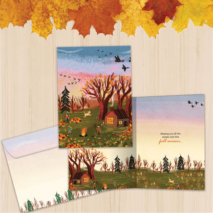 Falling Leaves Thanksgiving Card