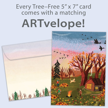 Falling Leaves Thanksgiving Card
