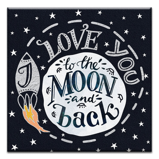 To The Moon And Back Thumb-Tack Canvas Card