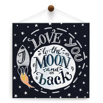 To The Moon And Back Thumb-Tack Canvas Card
