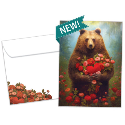 Floral Heart Bear Valentine's Day Card