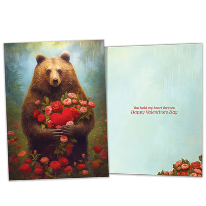 Floral Heart Bear Valentine's Day Card