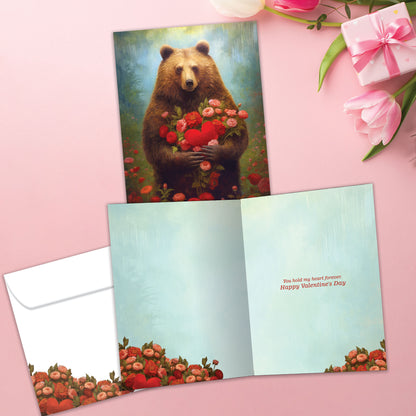 Floral Heart Bear Valentine's Day Card