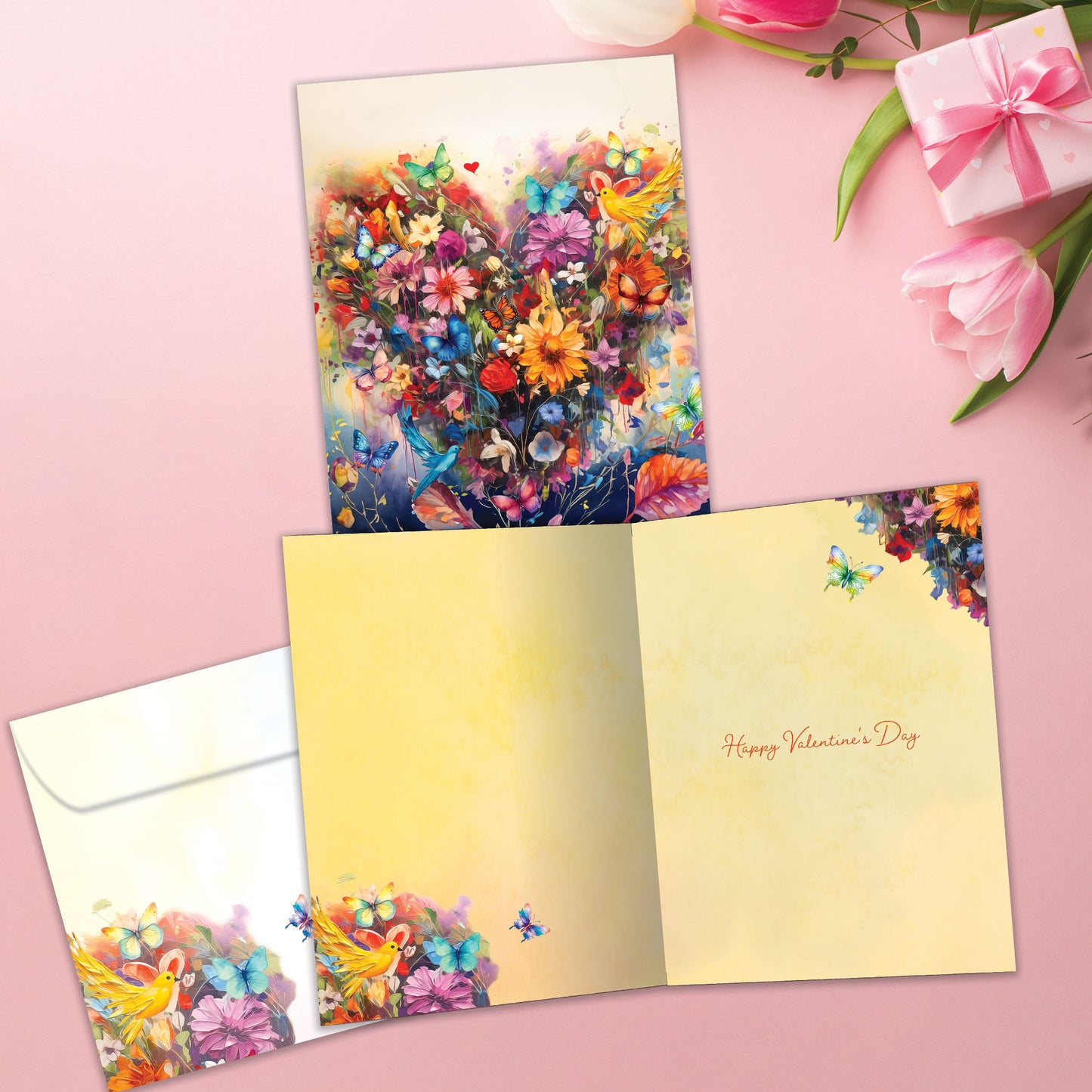 Flora Fauna Heart Valentine's Day Card