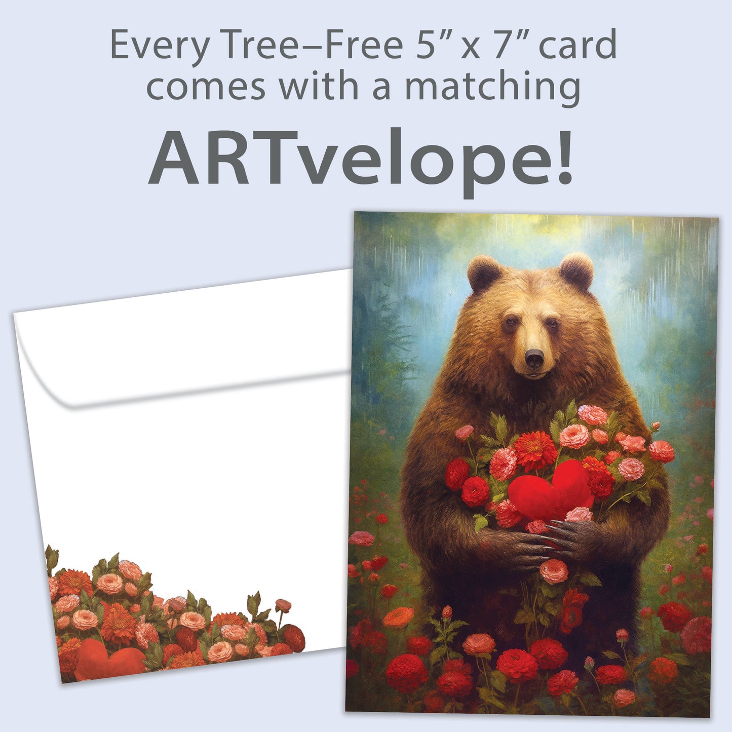 Floral Heart Bear Valentine's Day Card