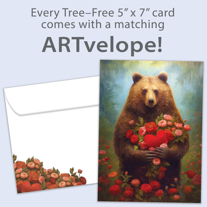 Floral Heart Bear Valentine's Day Card