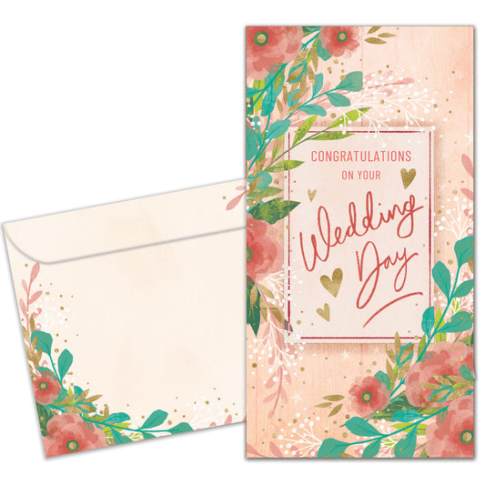 Happy Flowers Wedding Money Holder Card
