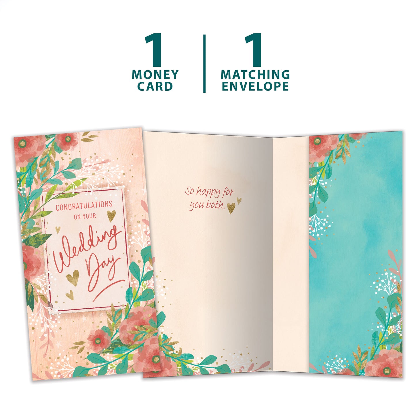 Happy Flowers Wedding Money Holder Card