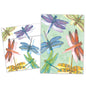 Front view of an All Occasion greeting card and matching envelope showcasing dragonflies gracefully illustrated on a light green background.