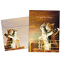 Front view of an Anniversary greeting card and matching envelope featuring two cats on the bow of a ship in a classic Titanic-inspired scene.