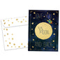 Front view of a Birthday greeting card and matching envelope featuring the message "Love you to the moon and back."