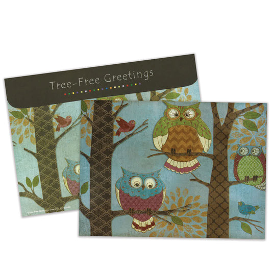 Carte bonne fête Lunatique de hibou anniversaire