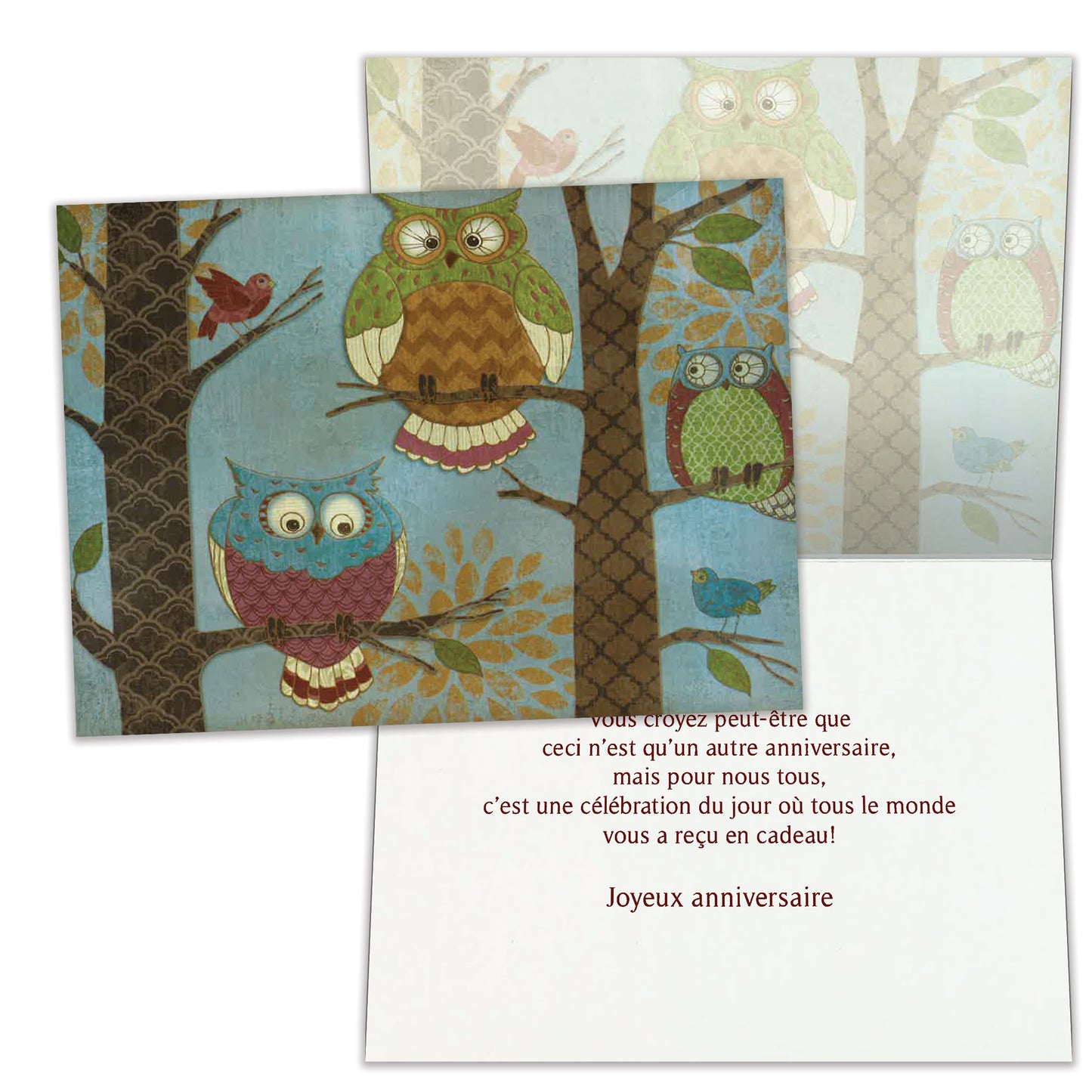 Carte bonne fête Lunatique de hibou anniversaire