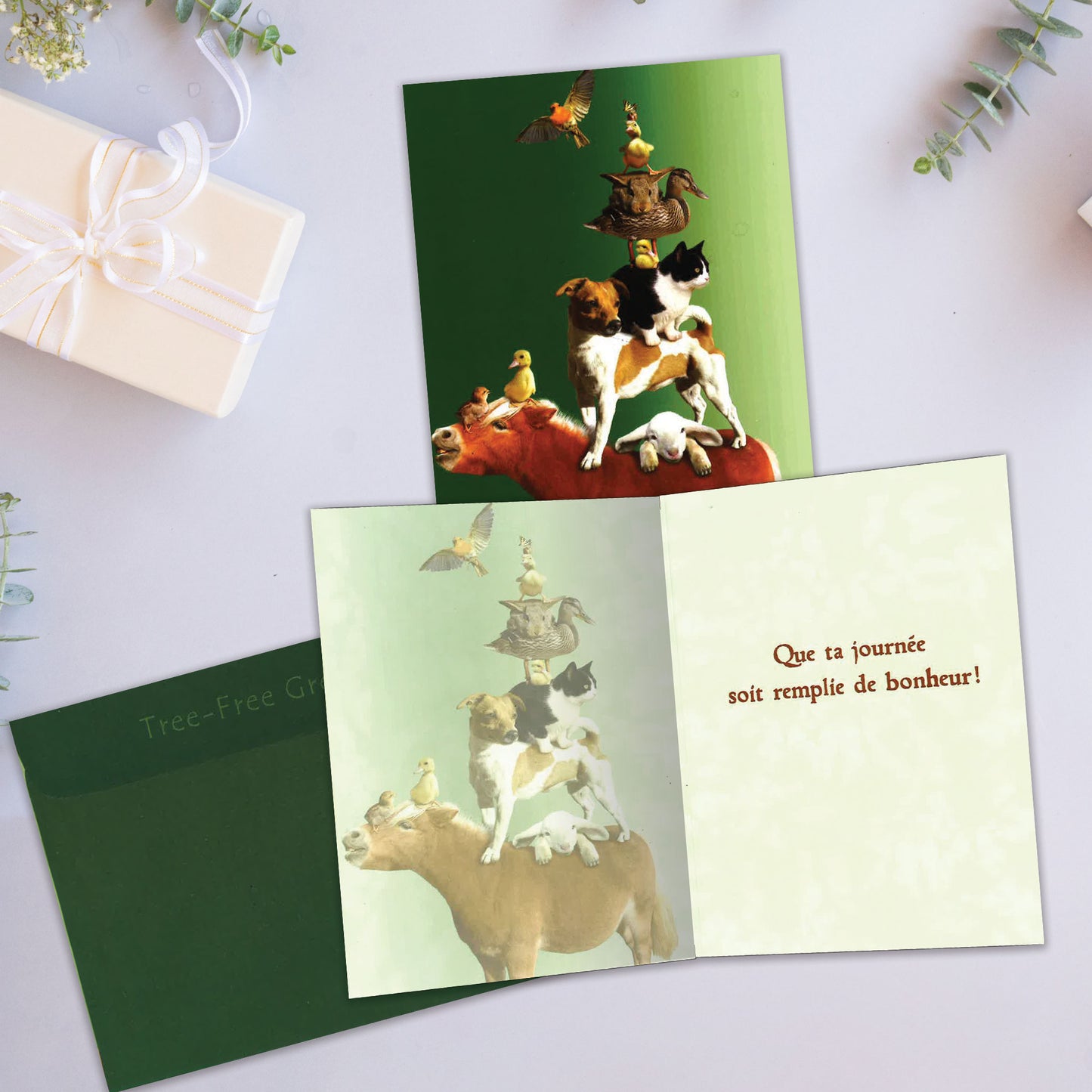 Carte bonne fête Pile d'animaux