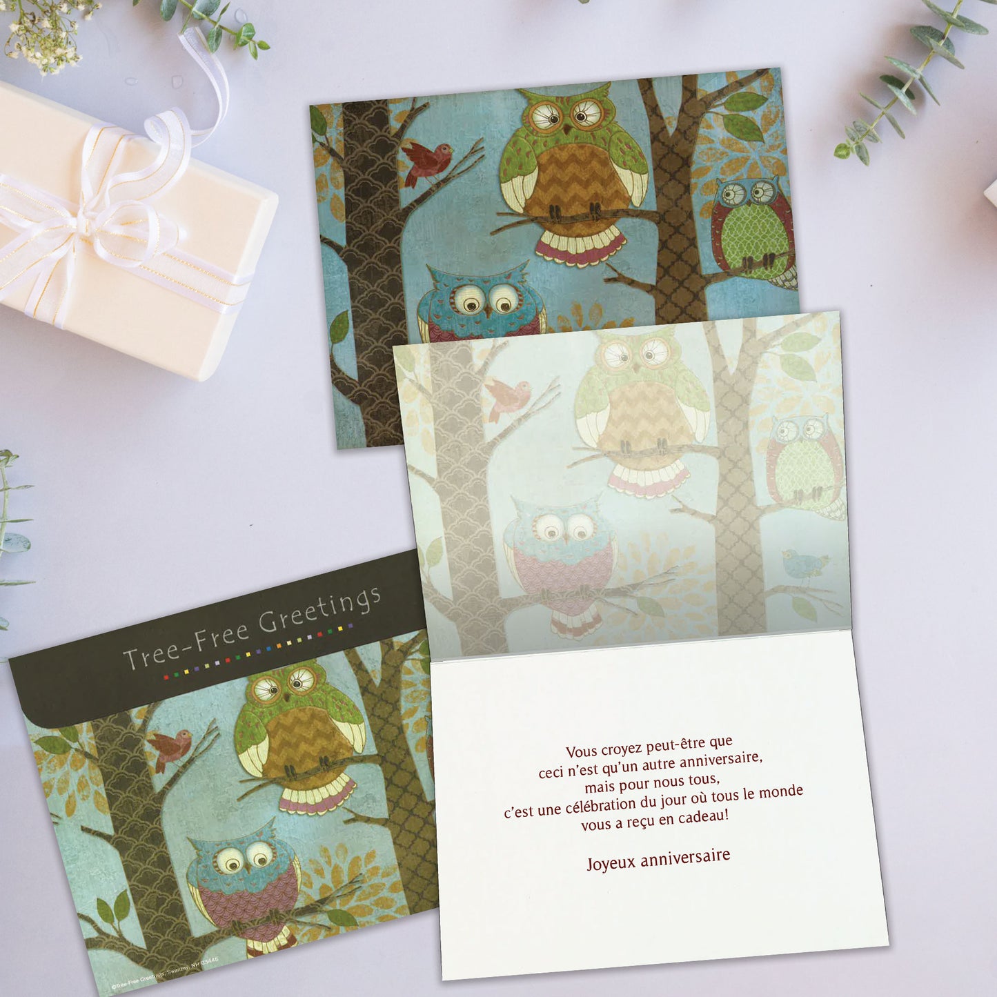 Carte bonne fête Lunatique de hibou anniversaire