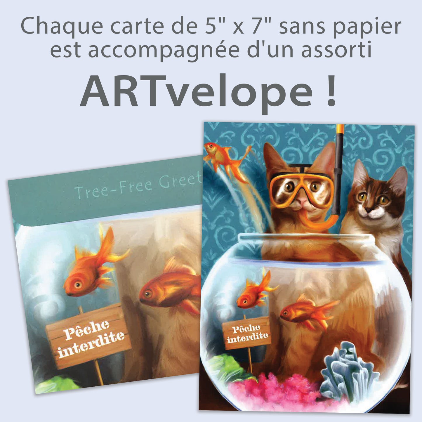 Carte bonne fête Chat a la Peche